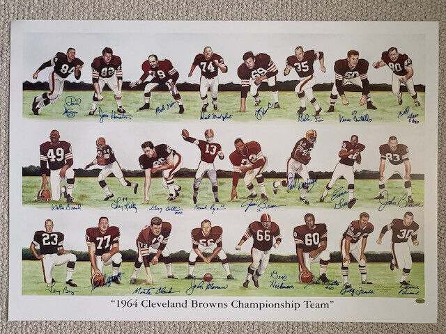 1964 Cleveland Browns Signed 24x34 Print    Signed By 24 Players    Jim Brown