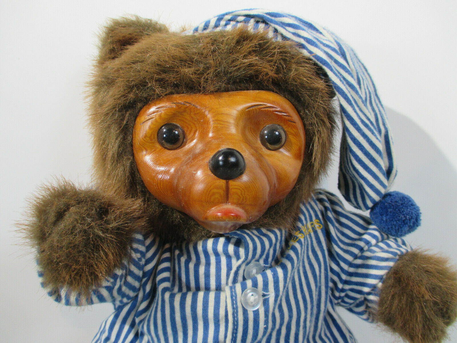 Teddybear Robert Raikes Bear Benjamin Striped Pajamas Wood Face Paws Applause