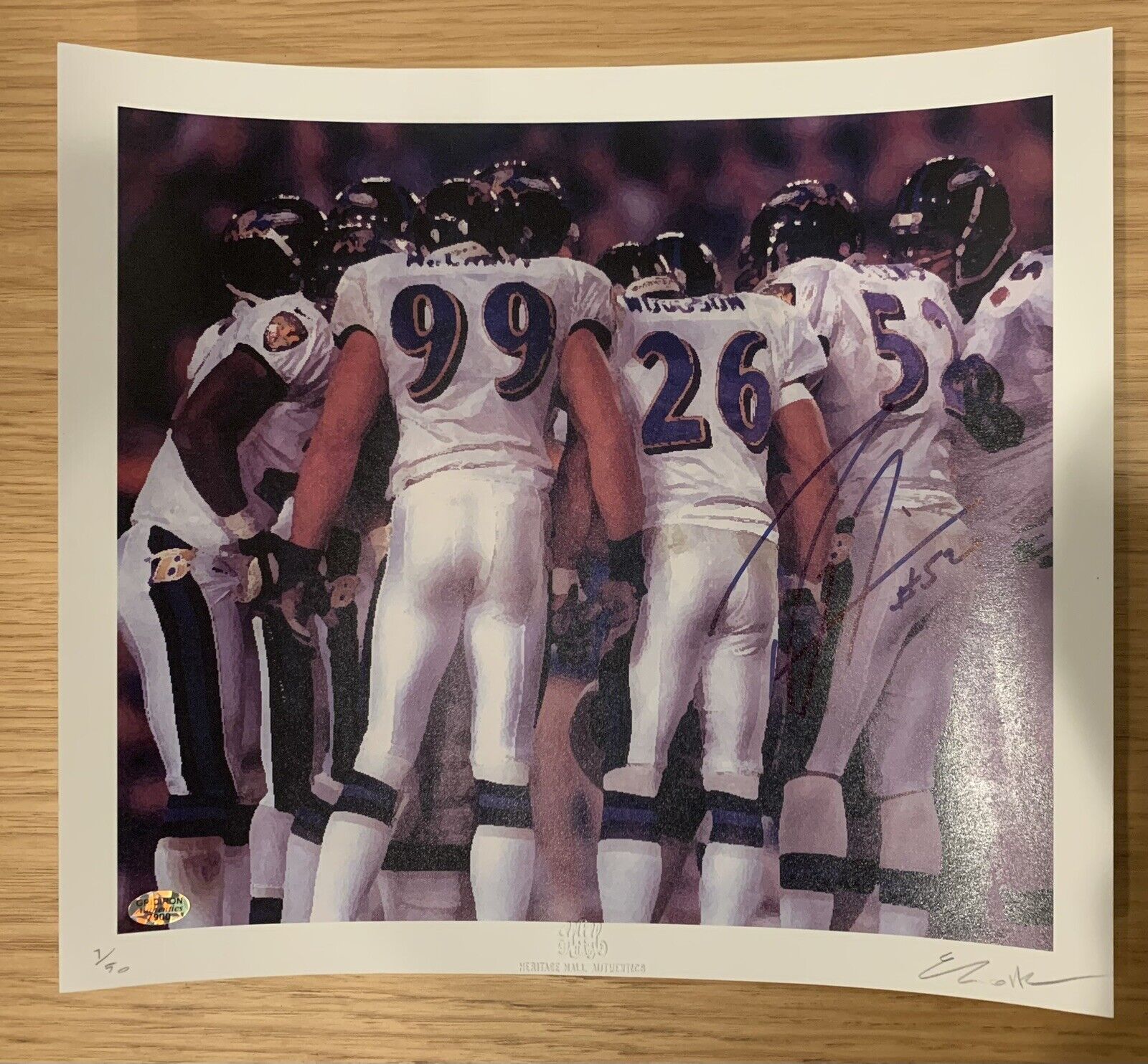 Ray Lewis Auto Signed Ravens Limted Edition Super Bowl 35 Lithograph #/50 Coa
