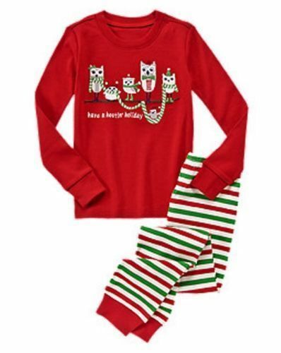 Nwt Gymboree Hootin' Holiday Red Christmas Owl Pajamas Gymmies Size 3 Or 4