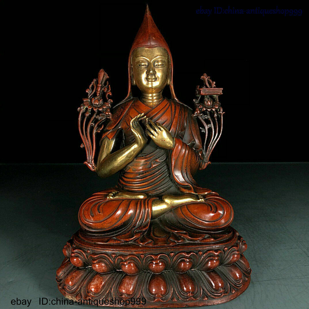 Collect Folk China Tibet Buddhism Temple Bronze Silver Gilt Buddha Statue 0409