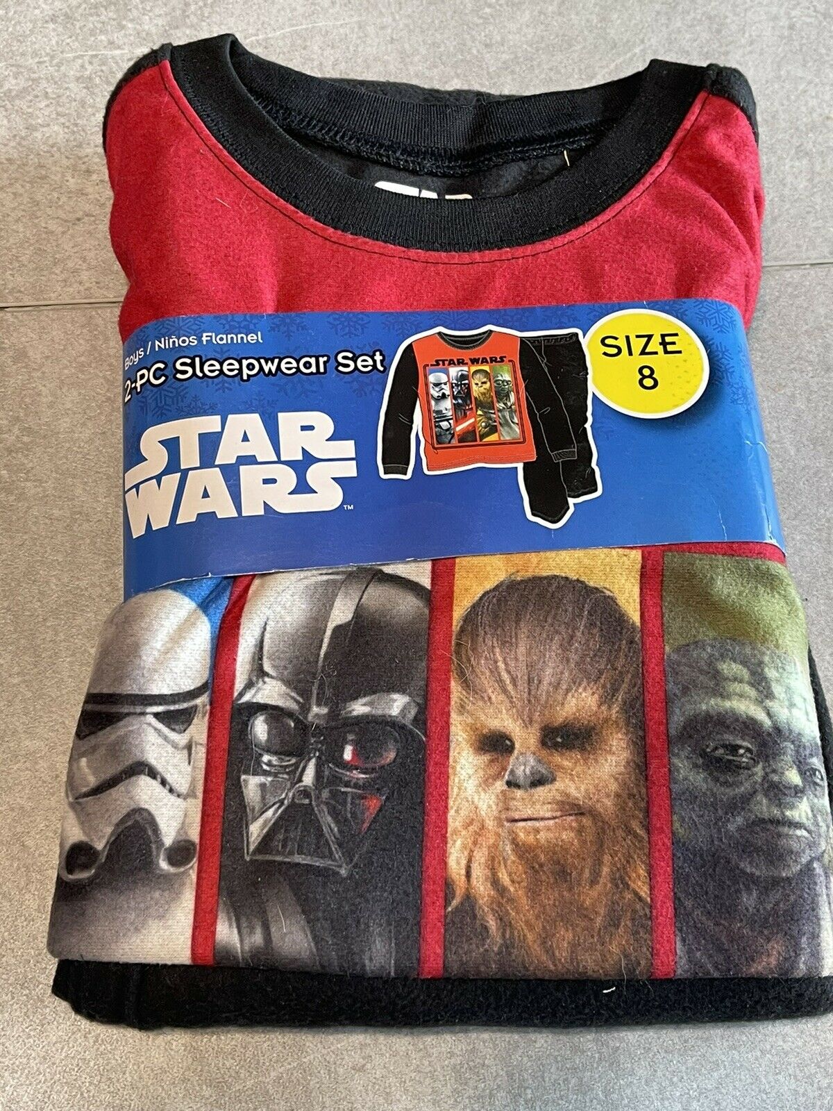Star Wars Boys 2 Piece Flannel Sleepwear Pajama Set Size 8 Red Black Long Sleeve