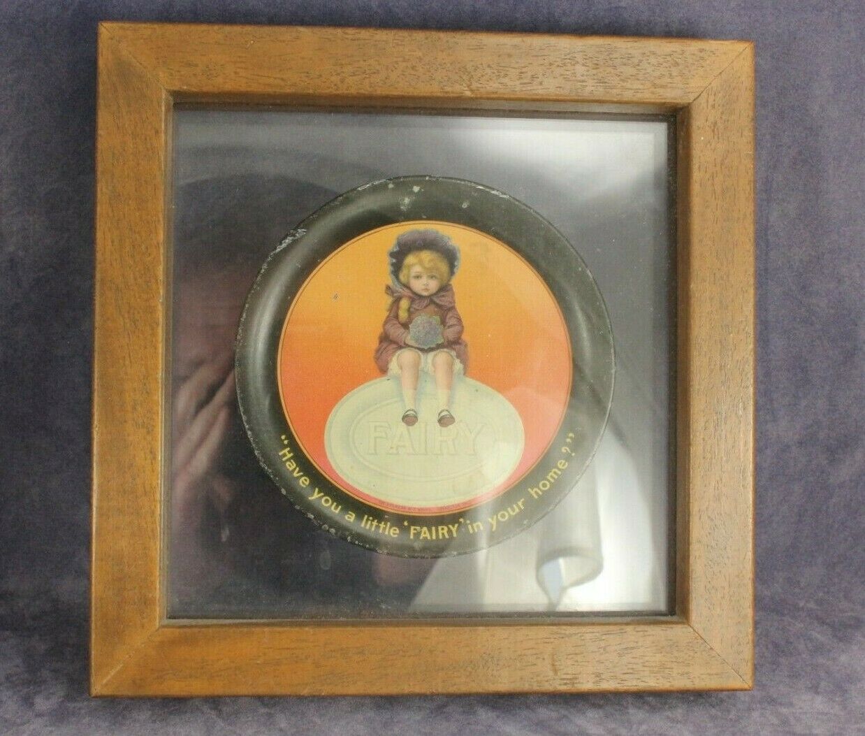 Antique Advertising Fairy Soap Tin Tip Tray Lithograph - Framed In Shadow Box