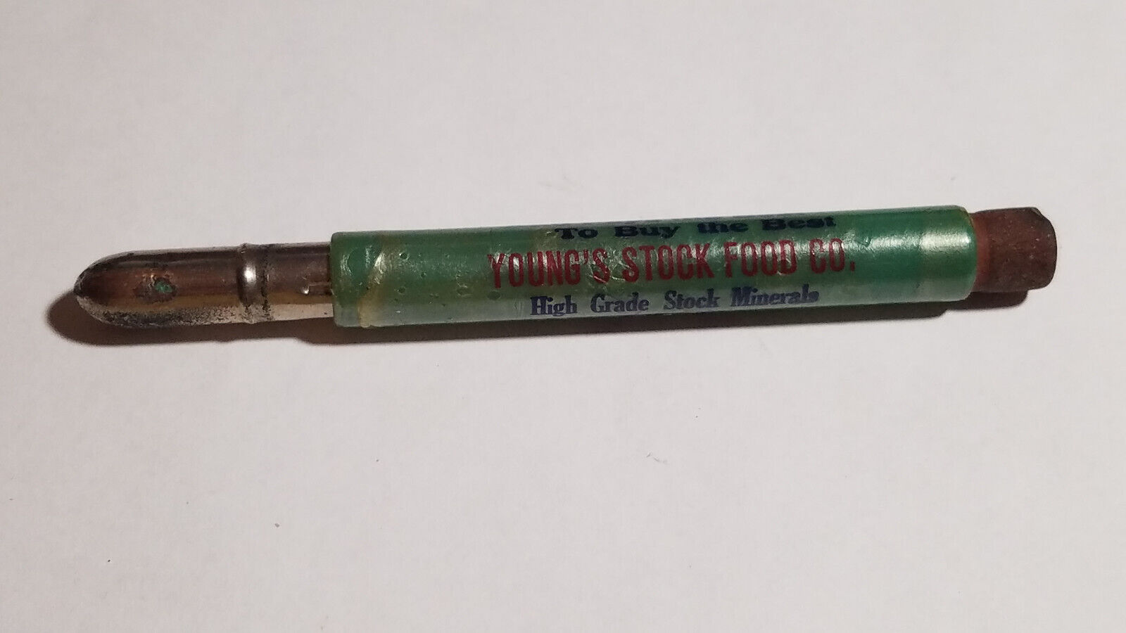 Roaring Spring, Pennsylvania Bullet Pencil, Young’s Stock Food Company