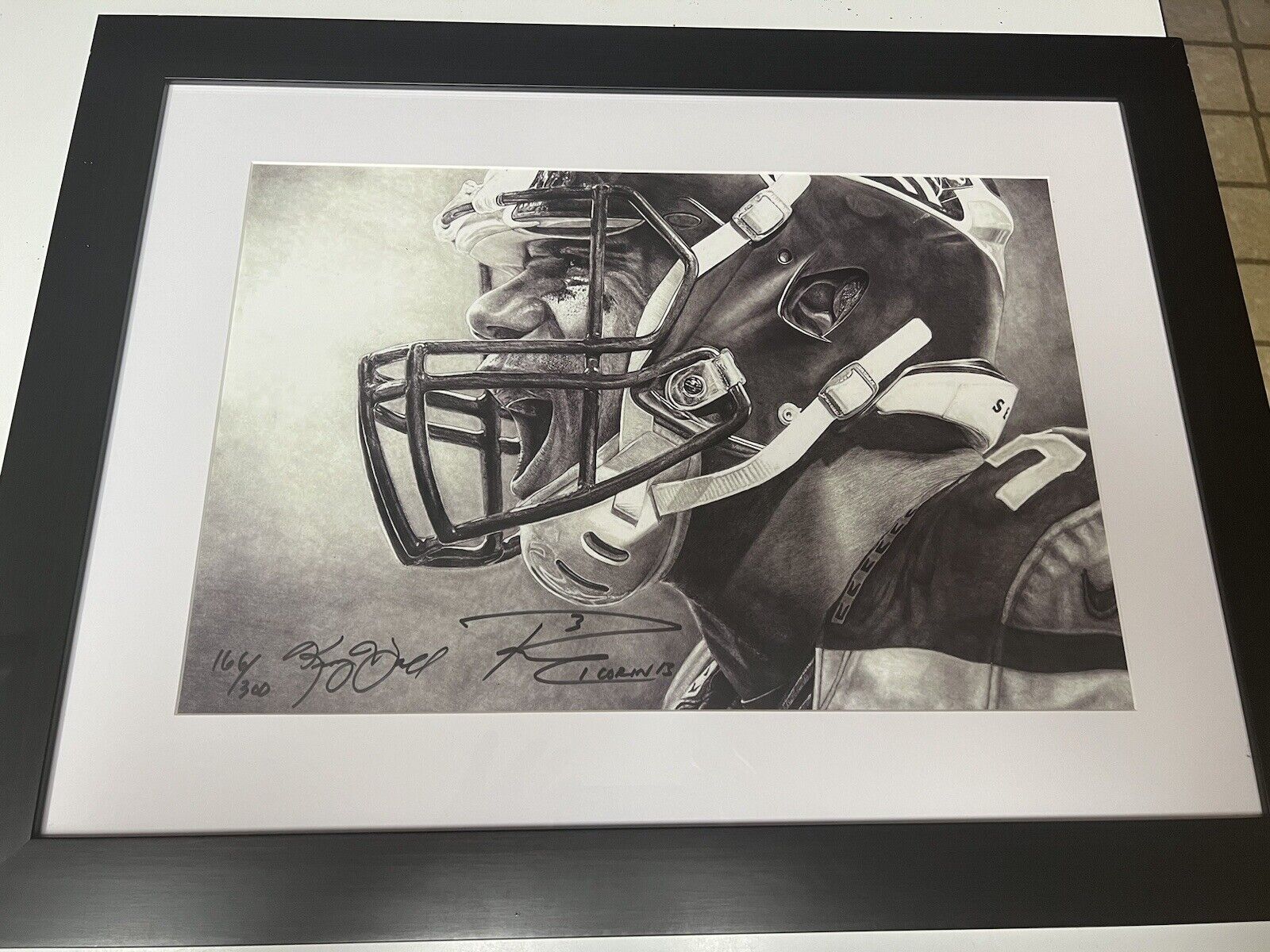 Russell Wilson Hand Signed Lithograph Keegan Hall Hand Signed Framed #166 Of 300