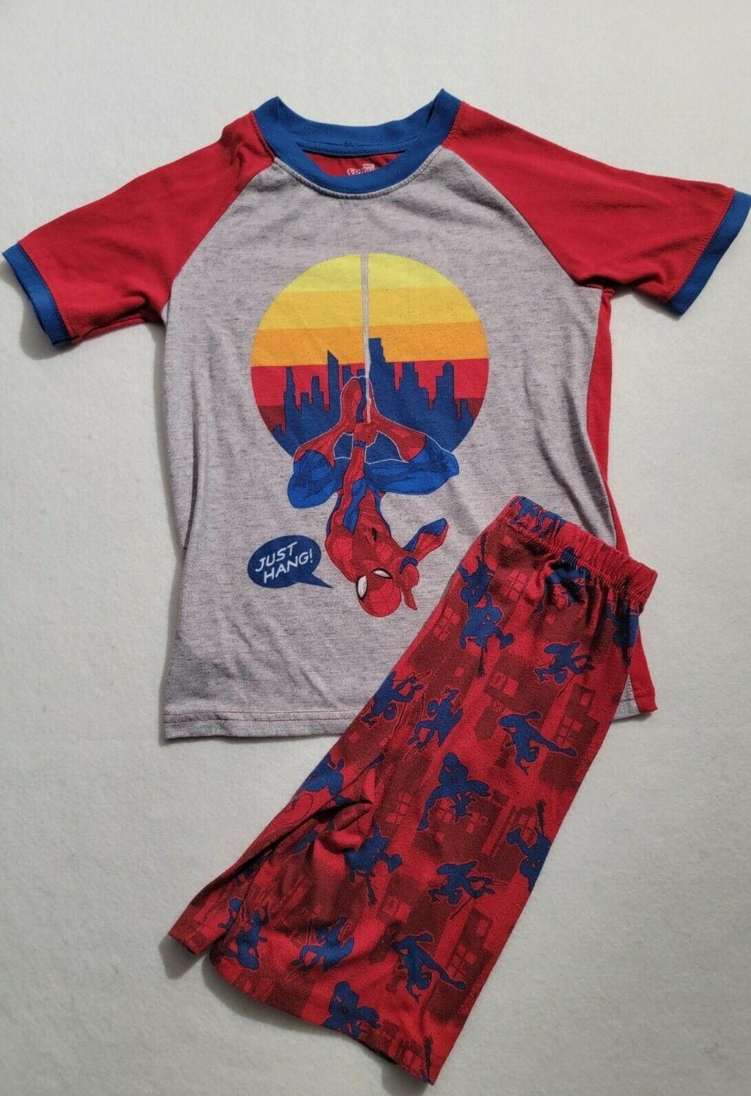 Marvel Spiderman "just Hang" Pajama Set Boys Size 8