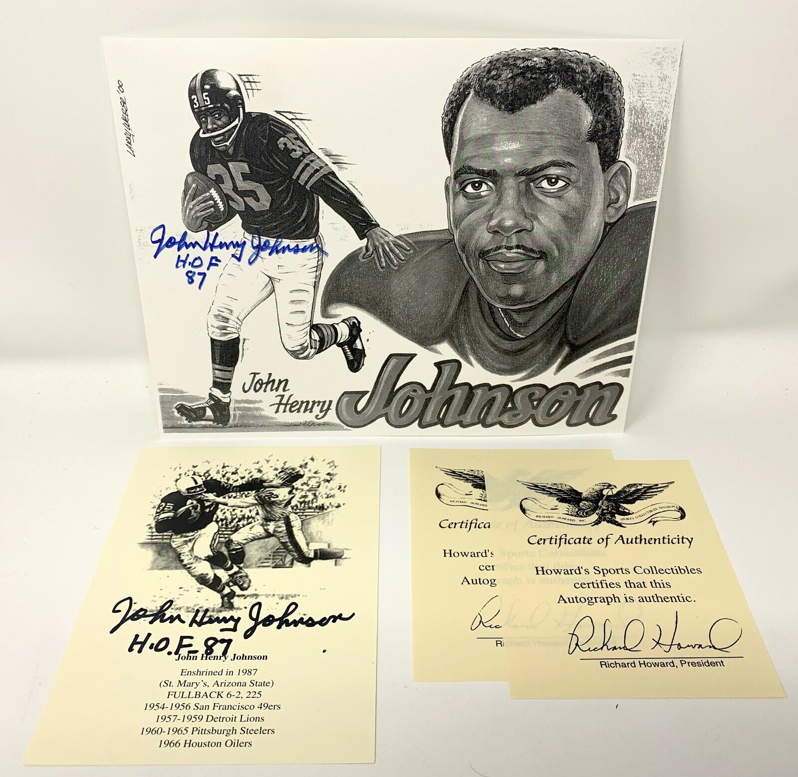 Lot Of 2  Cleveland Browns Football Great : John Henry Johnson  Auto Prints