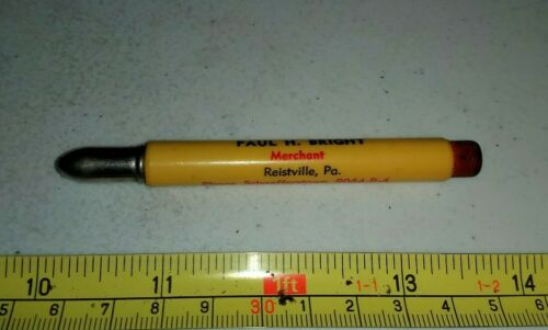 Vintage Paul H. Bright Reistville Schaefferstown Pa Advertising Bullet Pencil