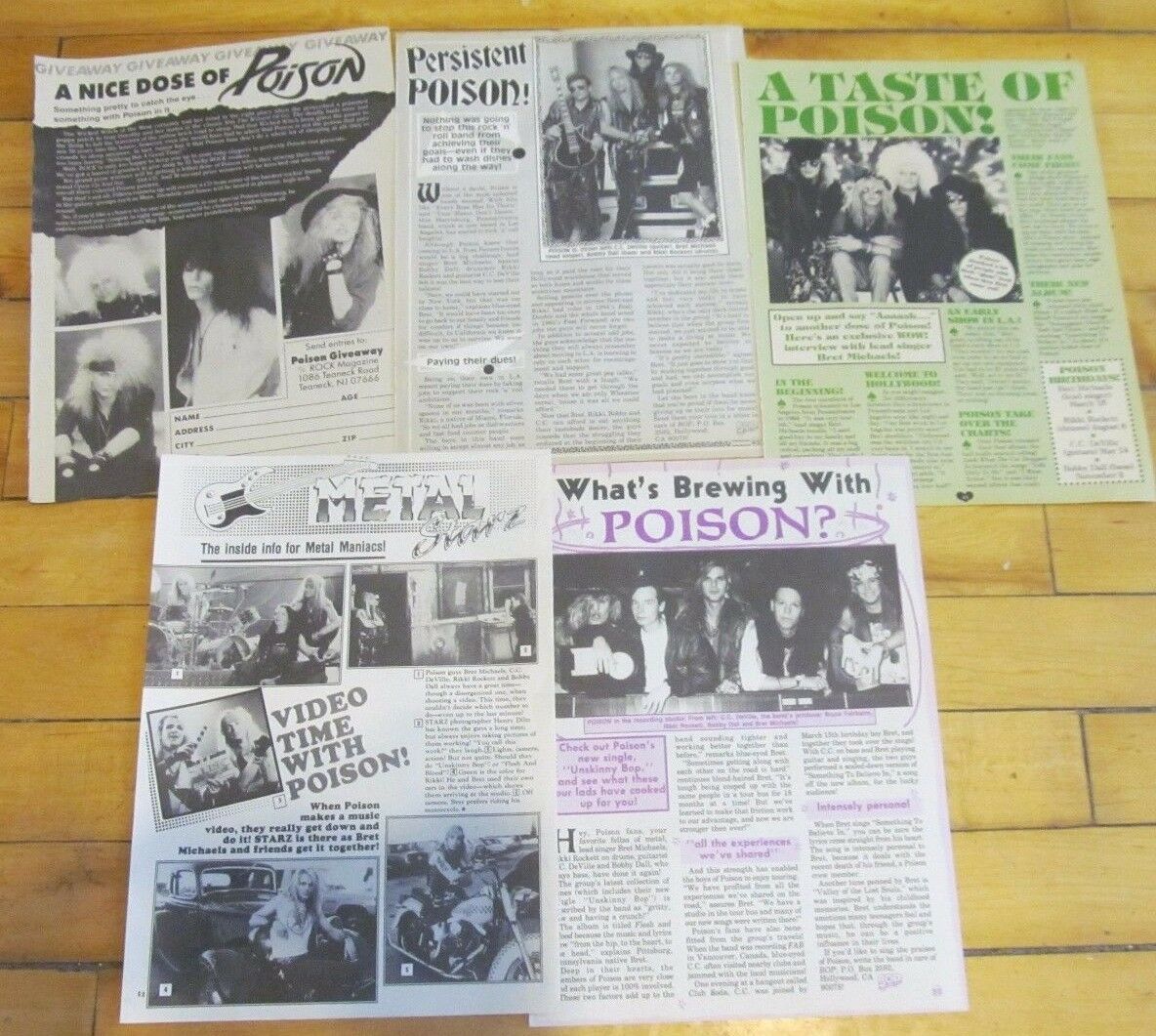 Poison, Lot Of Five Full Page Vintage Clippings