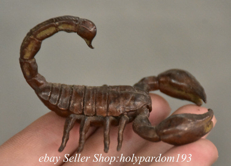 2.4" Old Chinese Purple Bronze Beast Scorpion Statue Sculpture Pendant