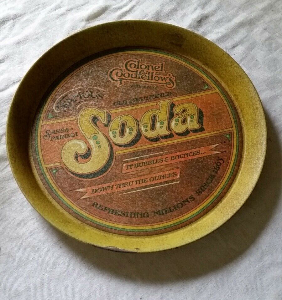 Colonel Goodfellows Soda Tin Advertising Vintage Sign Metal Tray 12 Inches Round
