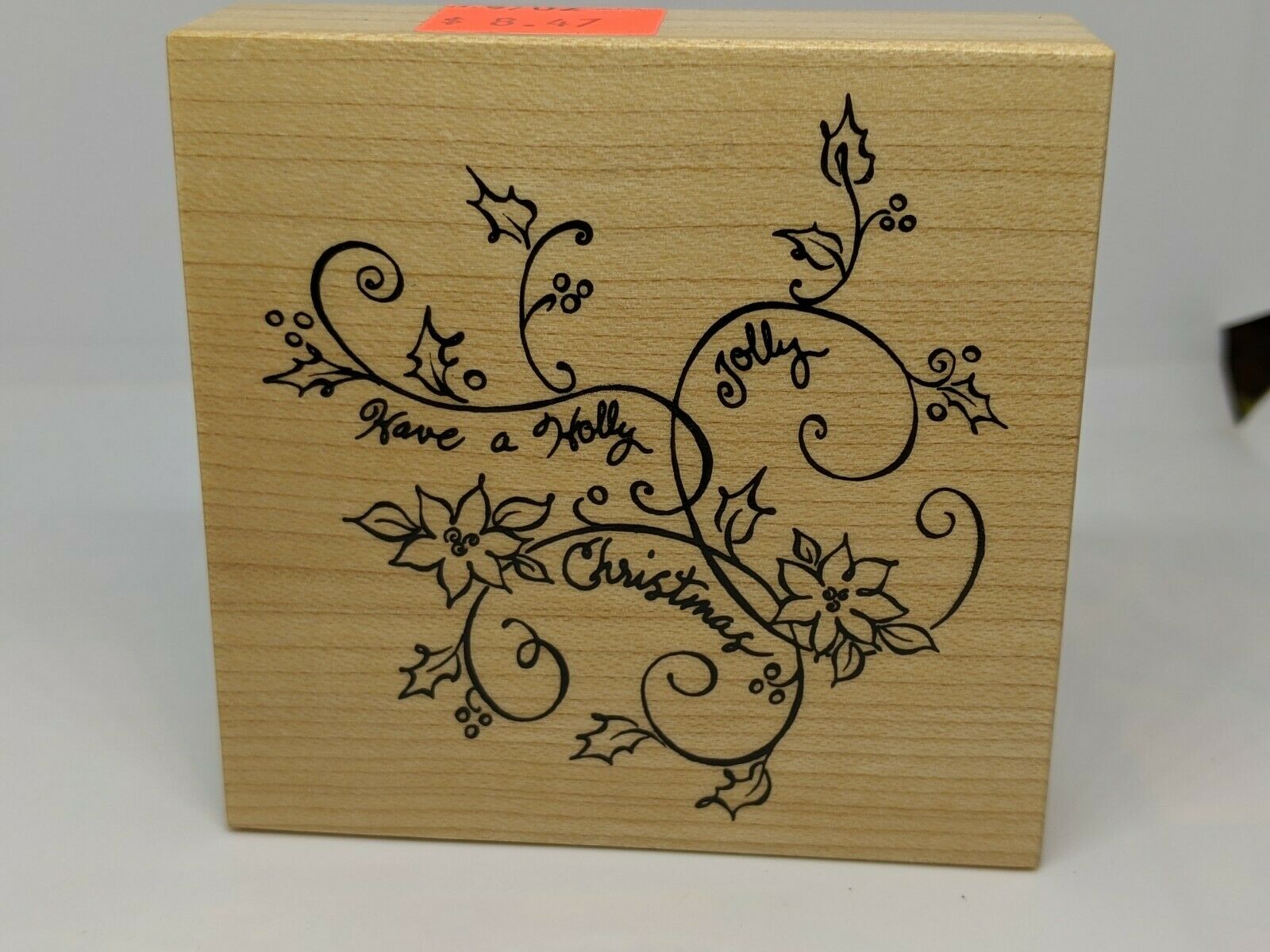 Have A Jolly Holly Christmas - Wood / Rubber Stamp - Psx   3x3