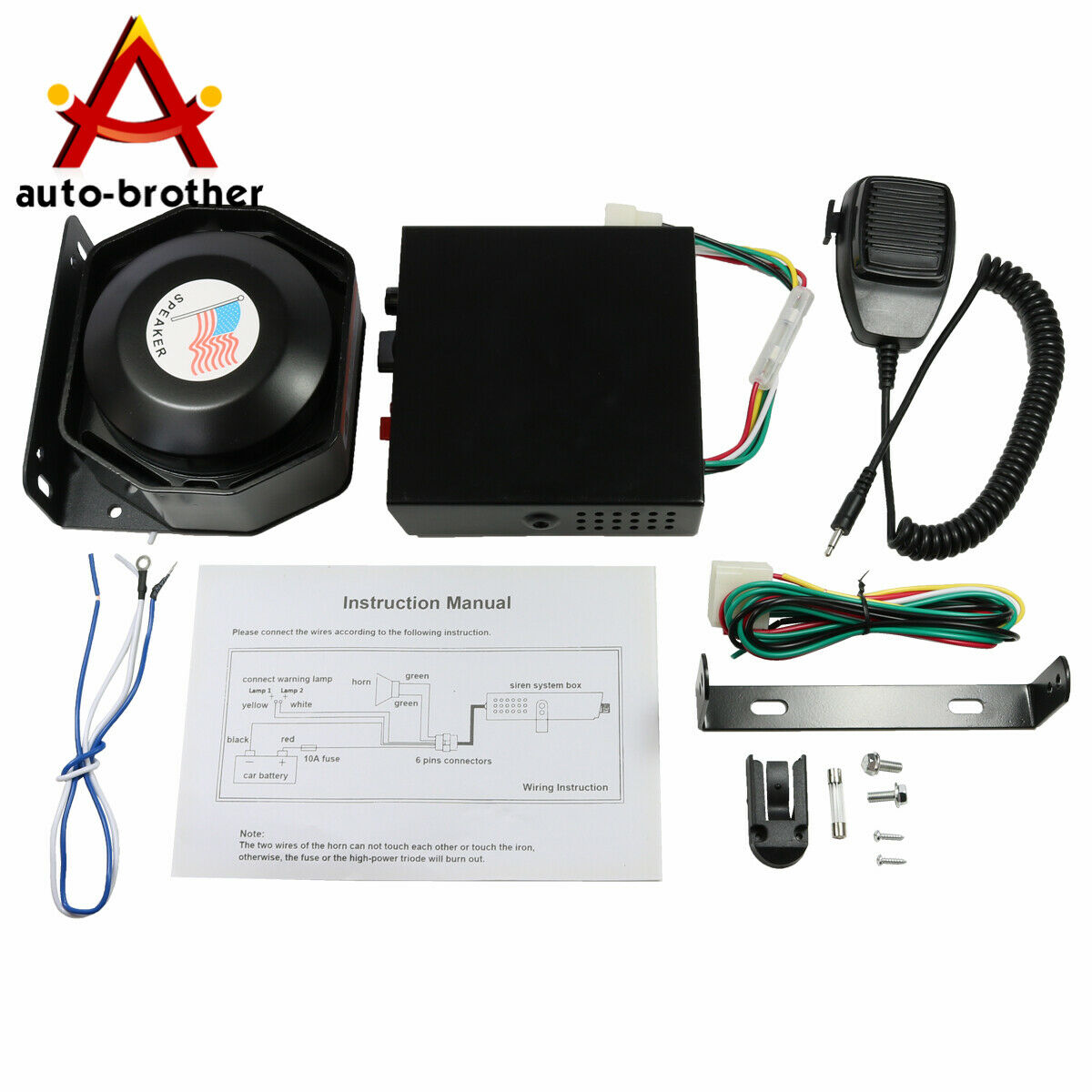 New Car Warning Alarm Fire Horn 200w Pa Speaker Mic System 8 Sound Loud