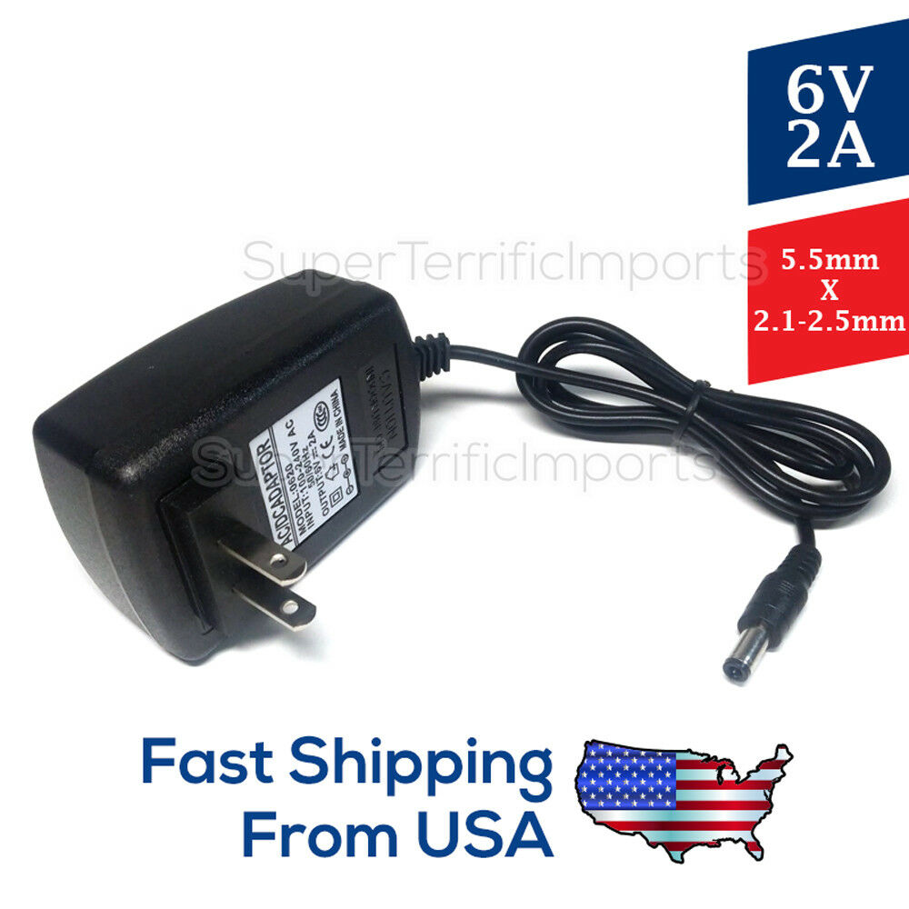 6v 2a Power Supply Adapter, Charger, Ac Dc Transformer 5.5mm X 2.1-2.5mm 1a