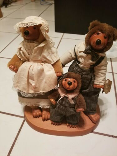 Robert Raikes The Three Bears Wooden Carved Papa Mama Baby Figures 12" Vgc