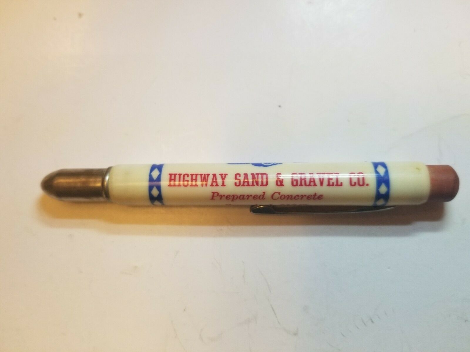Vtg Bullet Pencil. Highway Sand & Gravel Co.