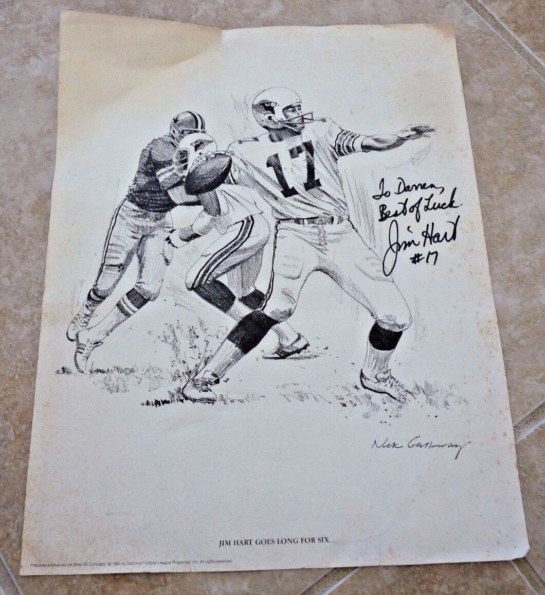 Jim Hart St Louis Cardinals Football Vintage Signed 10.5x13.5 Poster Print Read