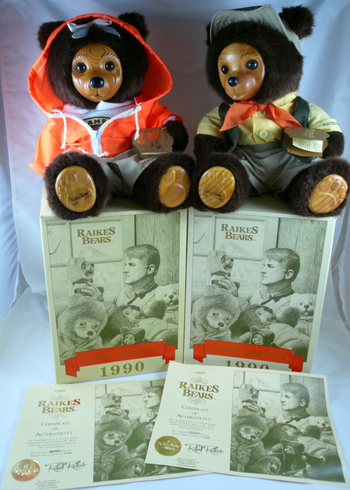 Raikes Hillary And Jeremy 1990 Camp Grizzly Pair Mint In Box Nrfb Excellent